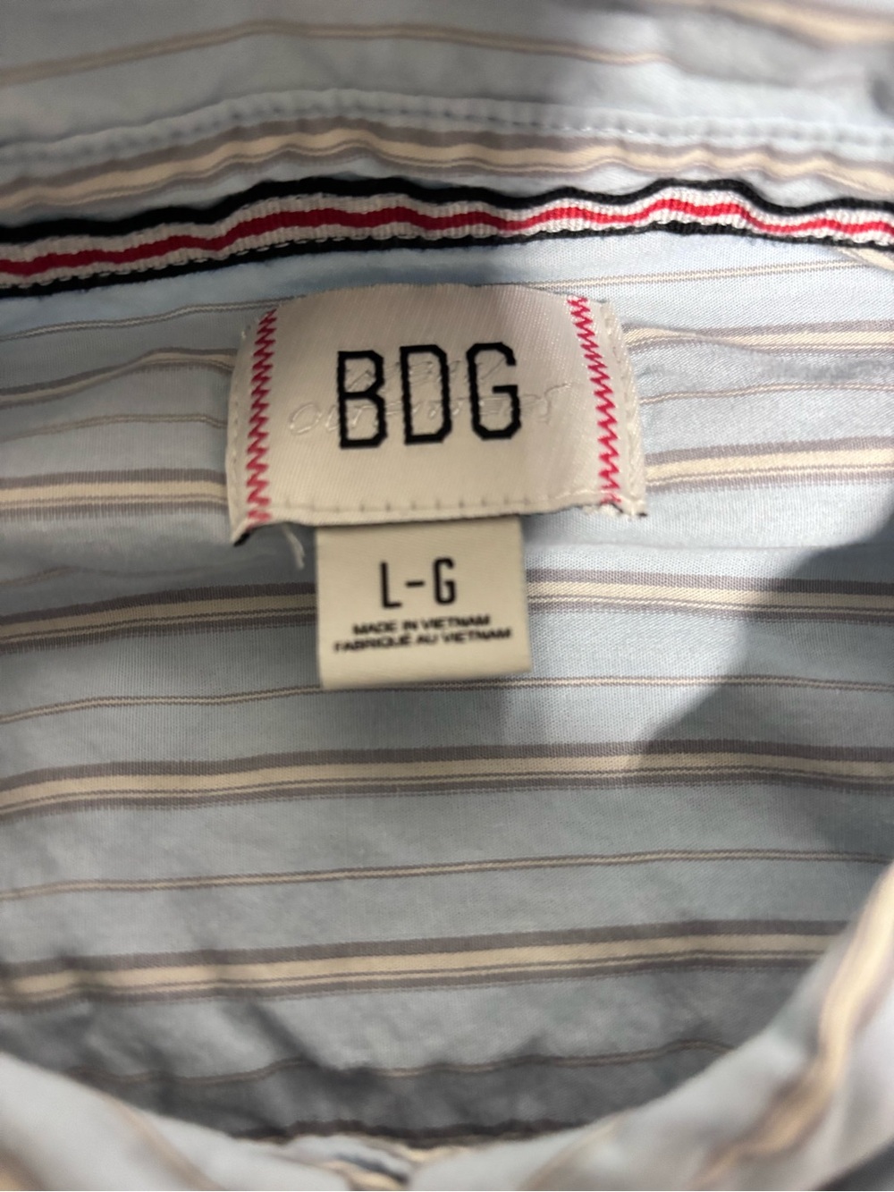 BDG Men’s L Blue Striped 100% Cotton Button Down Shirt